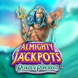 Almighty Jackpots – Realm of Poseidon online game logo by Novomatic on realzcasinologin.com