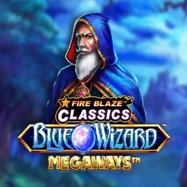 Slots logo of Fire Blaze Blue Wizard Megaways from Rarestone Gaming at Realz Casino